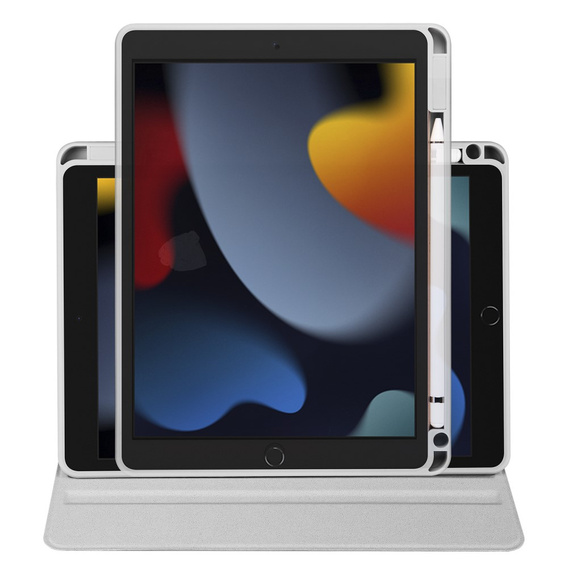 Tok iPad 10.2" 2021/2020/2019 (9/8/7 gen.), tolltartóval, 360°-os forgatható, szürke
