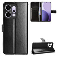Pattintható tok Oppo Reno 14-hez, texturált Crazy Horse, fekete