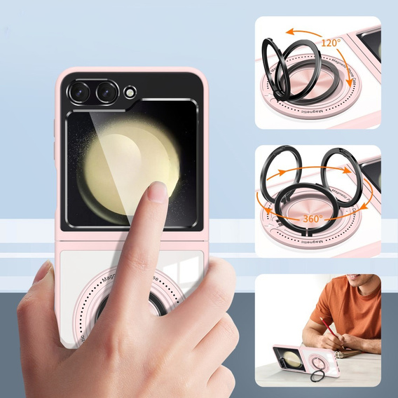 Tok Samsung Galaxy Z Flip7 FE / Z Flip6, Corners Dropproof, MagSafe-hoz, átlátszó / rózsaszín