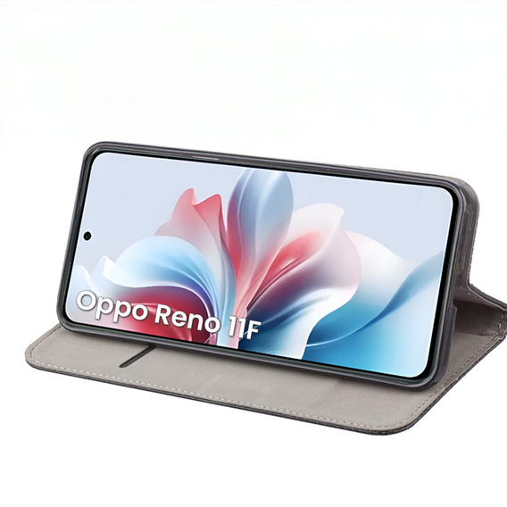 Tok Oppo Reno 11F 5G készülékhez, Smart Magnet, sötétkék + 9H üveg