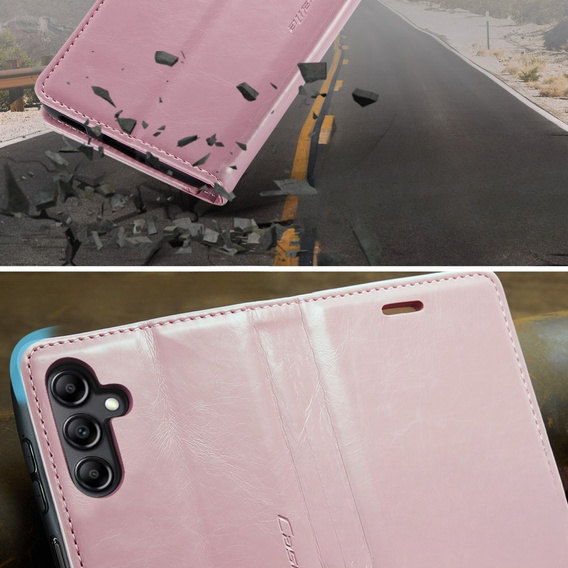 CASEME flip tok Samsung Galaxy A14 5G, Waxy Textured, rózsaszín