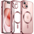Tok iPhone 15-hoz, Electro MagSafe, rózsaszín + üveg a képernyőhöz