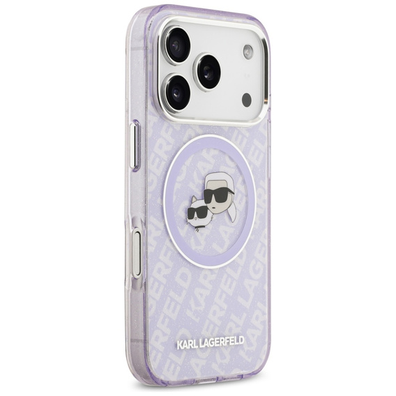 Karl Lagerfeld IML Glitter Karl & Choupette Heads Logo MagSafe tok iPhone 17 Pro-hoz