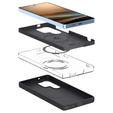 Spigen tok Samsung Galaxy S25 Ultra, Silicone Fit Mag, fekete + edzett üveg
