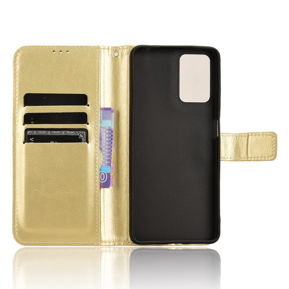 Pattintható tok a Motorola Moto E14, Crazy Horse Wallet, arany