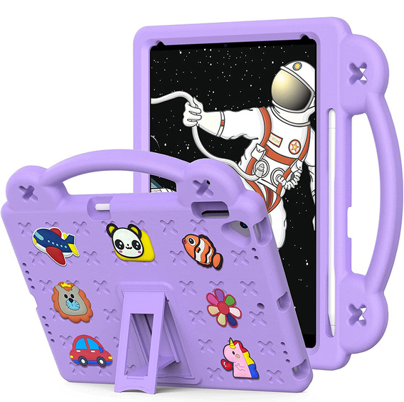 Gyermek tok iPad 10.2" 2021/2020/2019 (9/8/7 gen.) / Air 10.5" 2019 (3 gen.), Cute Patterns, állvánnyal, lila