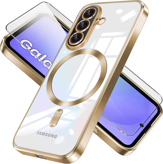 Tok Samsung Galaxy A36-hoz, Electro MagSafe, arany + üveg a képernyőhöz