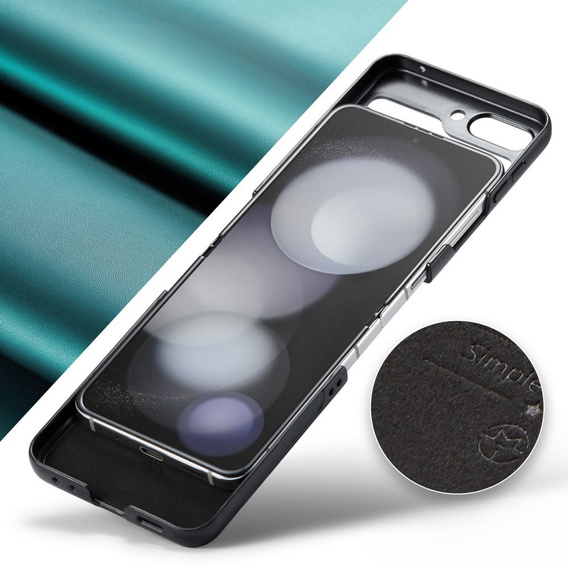 Tojás Samsung Galaxy Z Flip7 FE / Z Flip6, CASEME Litchi Leather, zöld