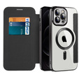 Pattintható tok a iPhone 12 Pro Max, RFID Wallet MagSafe CamShield, fekete