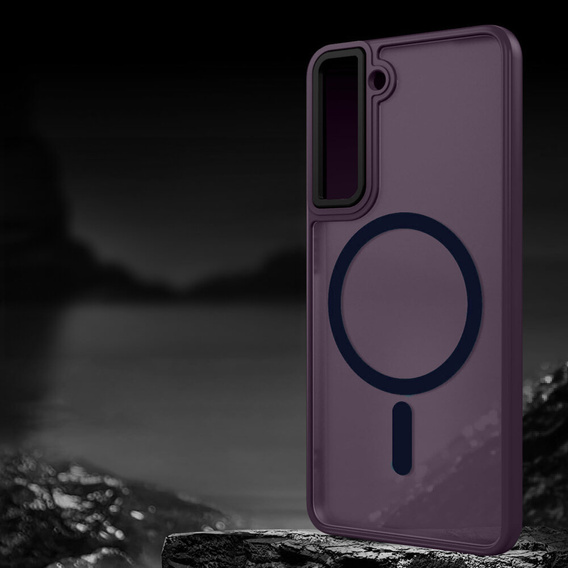 Tok Samsung Galaxy S21-hoz, MagSafe, ERBORD Matt Case, sötétlila + képernyőüveg