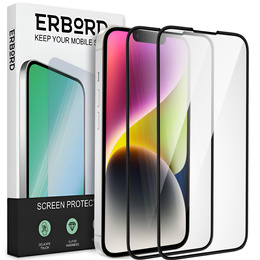2x edzett üveg a iPhone 14, ERBORD 3D teljes képernyő