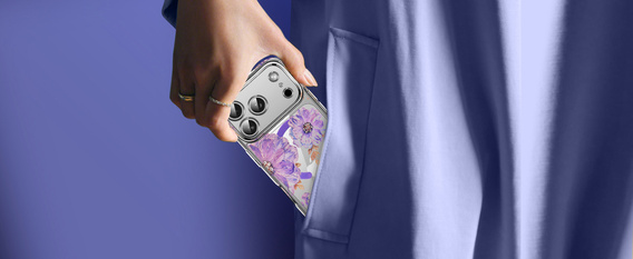 Mágneses tok virágos lézeres mintával iPhone 17 Pro-hoz