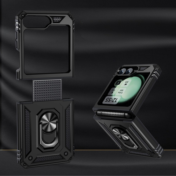 Páncélozott telefontok a Samsung Galaxy Z Flip7 FE / Z Flip6, Nox Case Ring, fekete