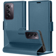Tok Oppo Reno 12, ERBORD Glossy Litchi, pénztárca patenttal, kék