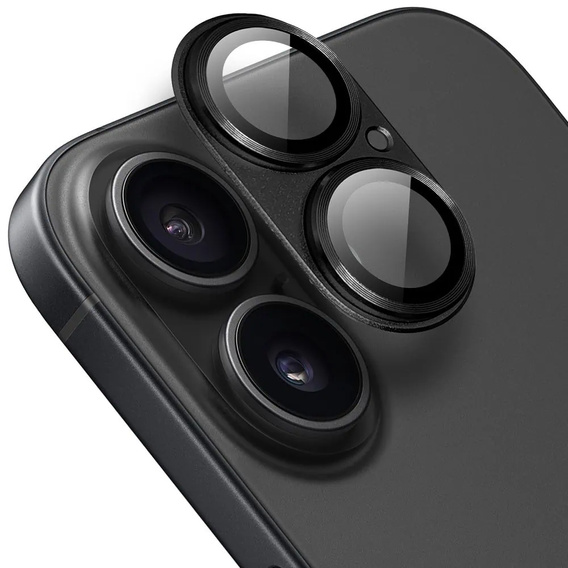 Fényképezőüveg iPhone 16 / 16 Plus készülékhez, fekete fém borítással ERBORD
