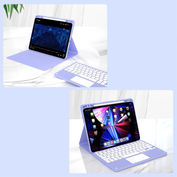 Tok + billentyűzet iPad Air 10.9 4 2020 / 5 2022, Touchpad, lila