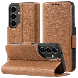 Bőr tok Samsung Galaxy S24-hoz, ERBORD LeatherWallet, barna
