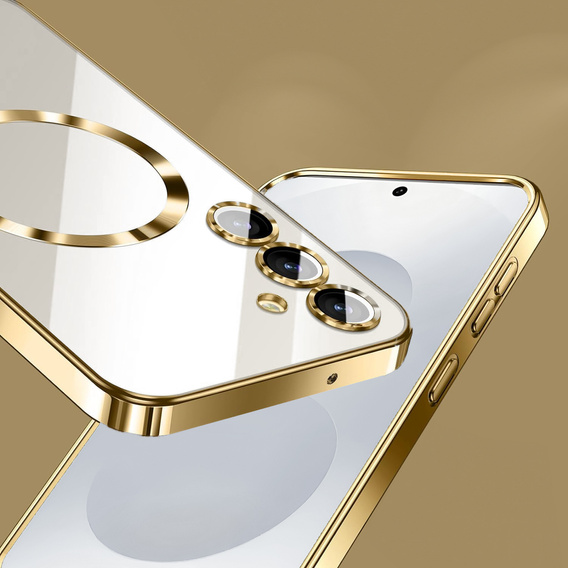 Tok Samsung Galaxy S25+ Plus-hoz, Electro MagSafe, arany + üveg a képernyőhöz