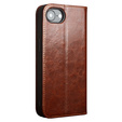 Flip tok Iphone 16E, QIALINO Leather Wallet, barna