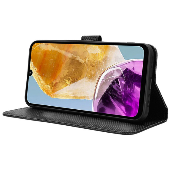 Pattintható tok a Samsung Galaxy M15 5G, Wallet Smart Magnet, fekete