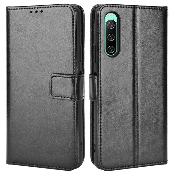 Pattintható tok a Sony Xperia 10 IV, Wallet, fekete