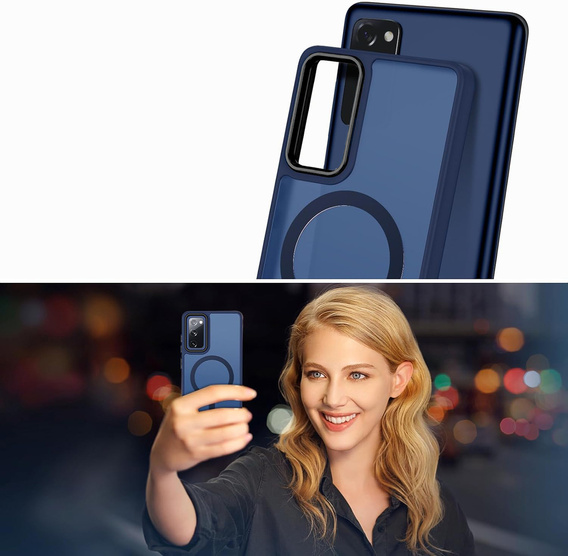 Tok Samsung Galaxy S20 FE-hoz, MagSafe, ERBORD Matt Case, tengerészkék + képernyőüveg