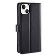 Pattintható tok a iPhone 14, Wallet Zipper Pocket, fekete