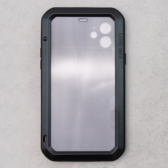 Love Mei Telefontok a iPhone 12, armored with glass, fekete