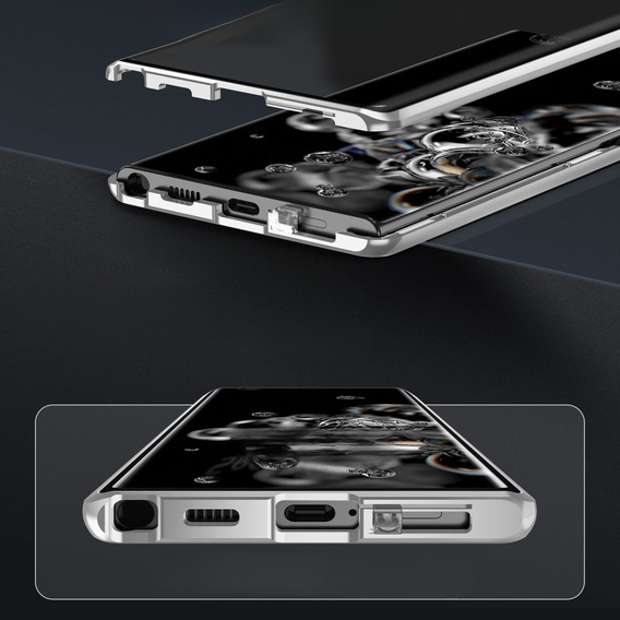 Tok Samsung Galaxy S23, Magnetic Dual Glass, ezüst