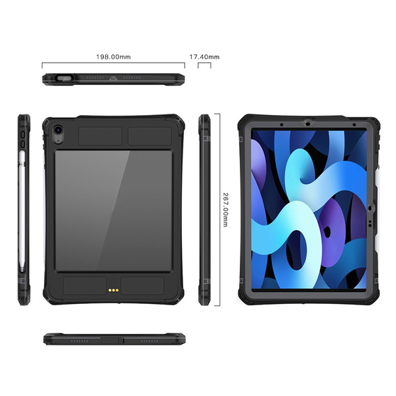 SHELLBOX IP68 vízálló tok a Apple iPad Air 11" 6 gen. 2024, fekete