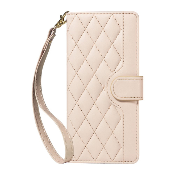 Flap tok Xiaomi Redmi Note 14 Pro 5G / Xiaomi Redmi Note 14 Pro+ 5G / Xiaomi Poco X7 5G, Rhombus Crossbody Leather, bézs színű