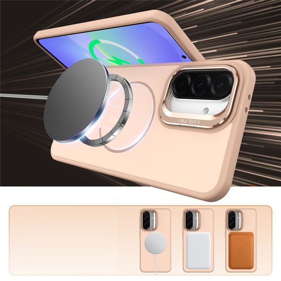 Bőrérzetű tok MagSafe állvánnyal Samsung Galaxy A57 5G készülékhez, sivatagi arany színben