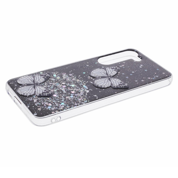 Tok Samsung Galaxy S24, Glitter Butterfly, fekete