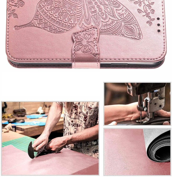 Pattintható tok a Motorola Moto G85, Butterfly, rózsaszín rose gold