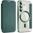 Pattintható tok a Samsung Galaxy S24+ Plus, RFID Wallet MagSafe CamShield, zöld