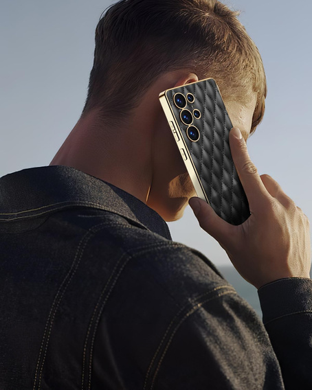 Tok Samsung Galaxy S25 Ultra, Leather Rhombus, fekete