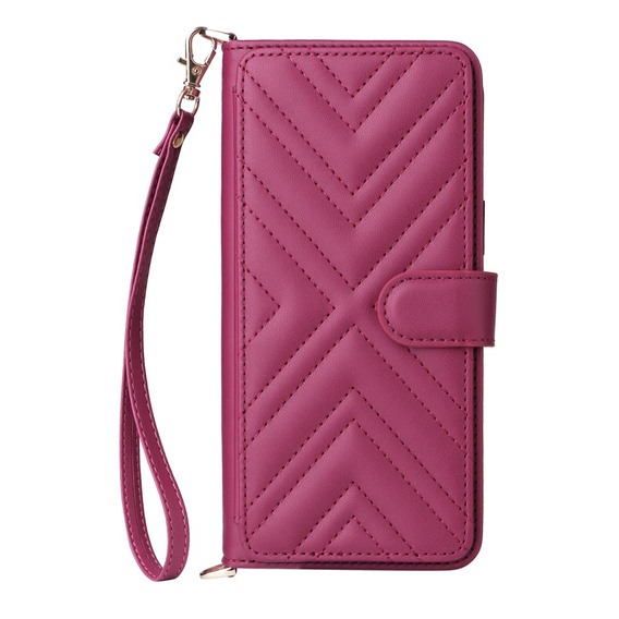 Tok patenttal a Xiaomi Poco F7 Ultra-hez, Crossbody Leather Wallet, bordó