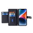 Pattintható tok a iPhone 14, Wallet Zipper Pocket, fekete