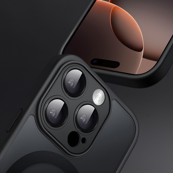 Tok iPhone 16 Pro-hoz, MagSafe, ERBORD Matt Case, fekete + képernyőüveg