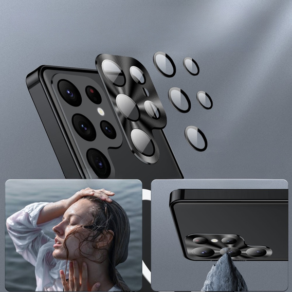Kameravédő tok Samsung Galaxy S23 Ultra, CamShield MagSafe, átlátszó / fekete