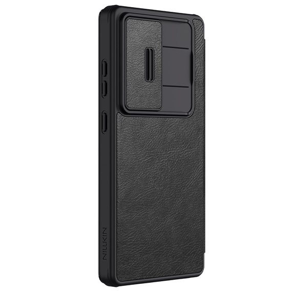 NILLKIN flip tok Samsung Galaxy S25 Ultra, CamShield Qin Pro, bőr, fekete