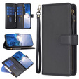 Pattintható tok a Samsung Galaxy A25 5G, Wallet Zipper Pocket, fekete