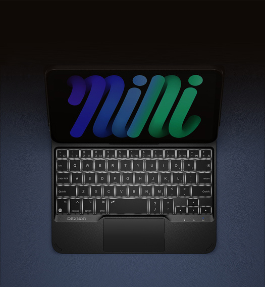 Billentyűzet tok iPad mini 8,3" 2021 (6. generáció) / iPad mini 8,3" 2024 (7. generáció) készülékekhez, Dexnor mágneses billentyűzet érintőpad, fekete
