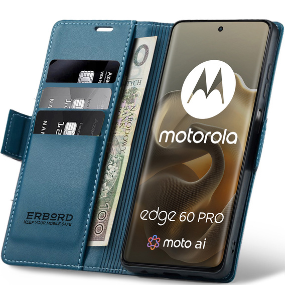 ERBORD Fényes Litchi pénztárca Motorola Edge 60 Pro számára
