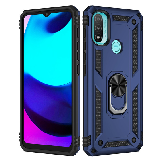 Páncélozott telefontok a Motorola Moto E20/E30/E40, Nox Case Ring, kék