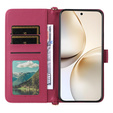 Tok patenttal a Realme 14 Pro+ 5G-hez, Crossbody Leather Wallet, sötétrózsaszín