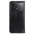 Pattintható tok Xiaomi Poco F6 Pro, Split Leather, fekete
