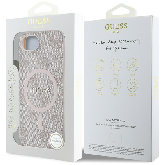Guess HC MagSafe PU 4G gyűrűs klasszikus logós tok iPhone 16e-hez