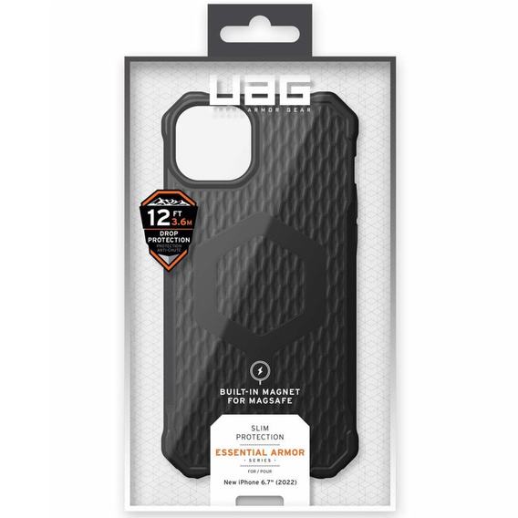 Urban Armor Gear Telefontok a iPhone 14 Plus, Essential Armor MagSafe, fekete