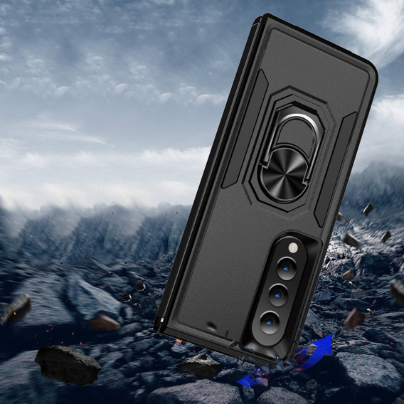 Páncélozott telefontok a do Samsung Galaxy Z Fold 4 5G, Nox Case Ring, fekete